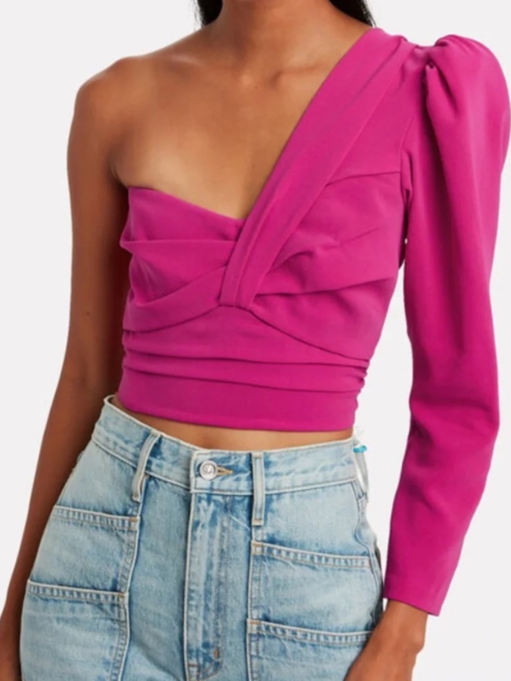 A.L.C. Pink One Shoulder Twist Crop Top Women's Size 0 Blouse (U)